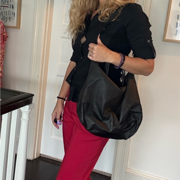 Osklen Black Perforated Leather Slouchy Tote Shoulder Bag - Picture 2 of 16